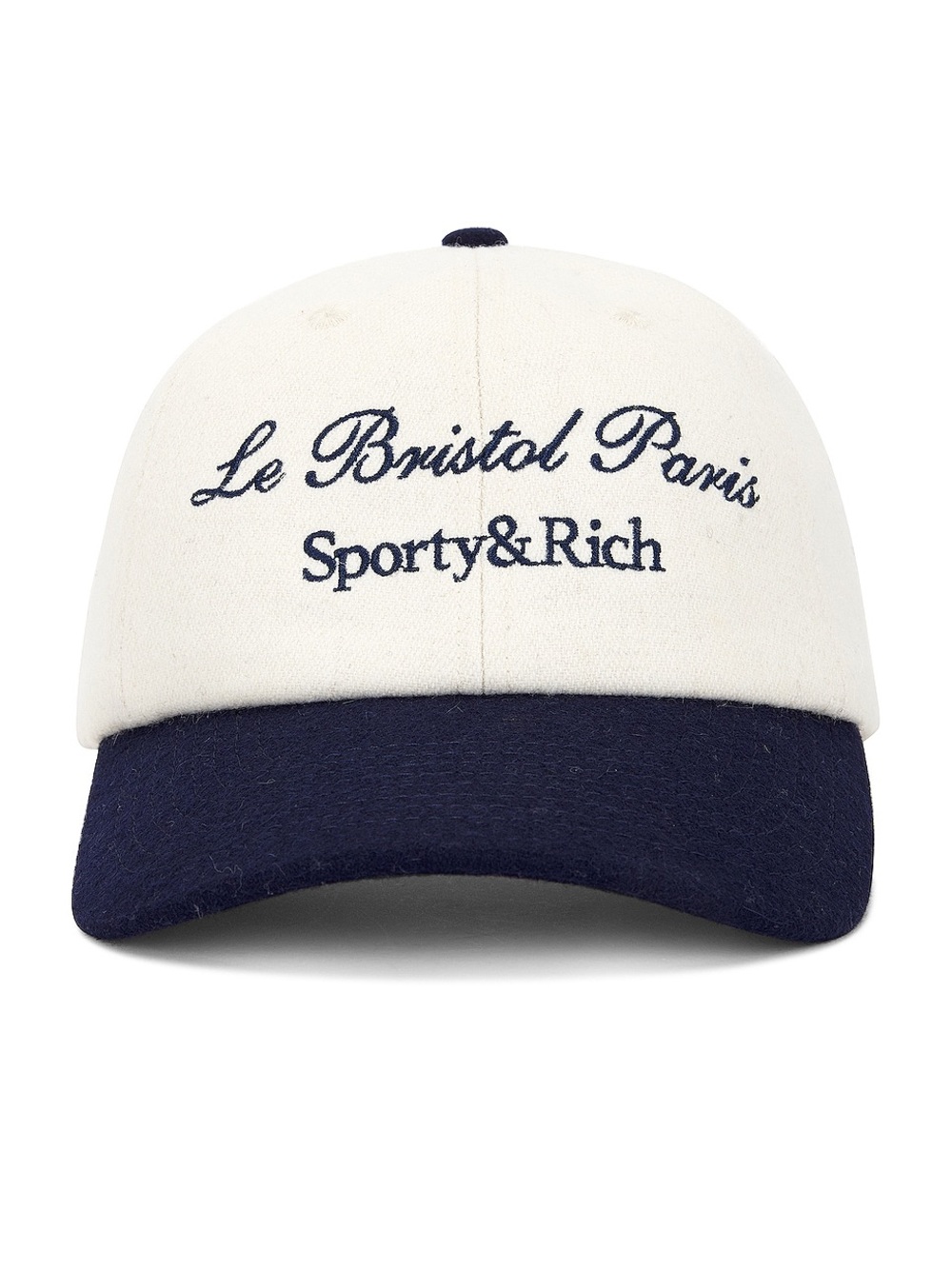 Sporty & Rich Two-Tone Baseball Cap in White and Navy